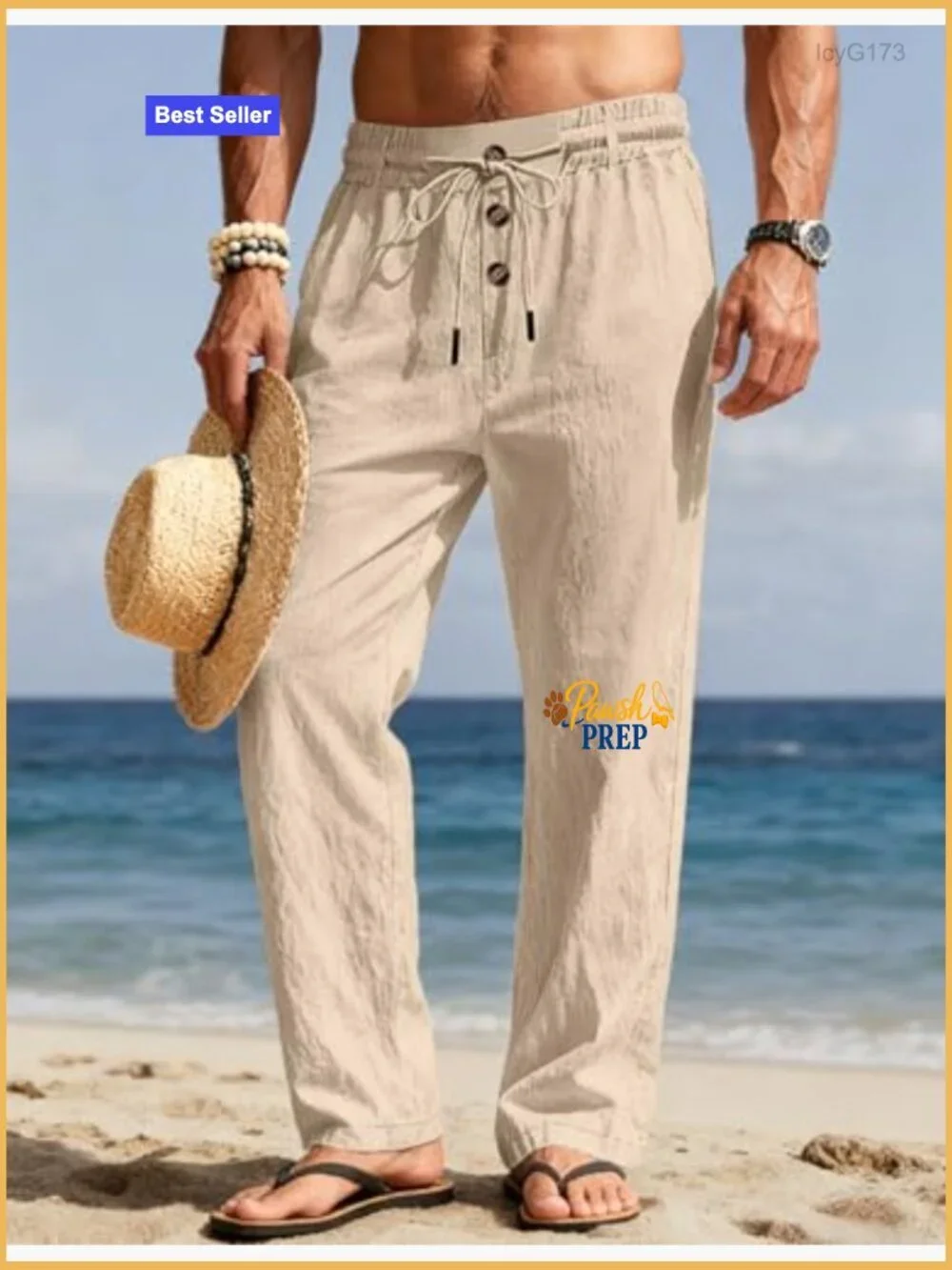 Men's Casual Linen Pants Elastic Waist Drawstring Summer Lightweight Pants